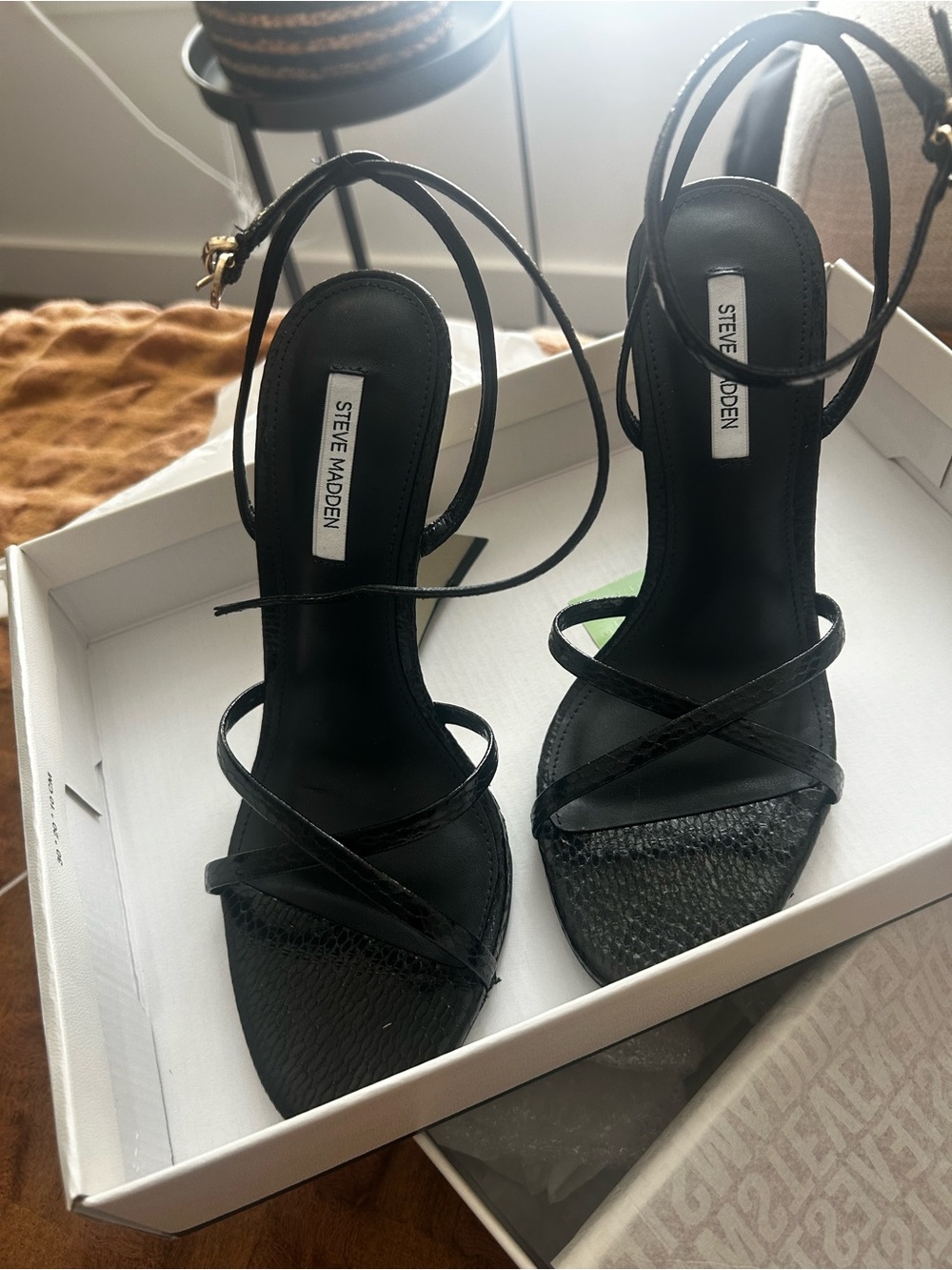 Steve Madden Black Strappy Wedge Sandals